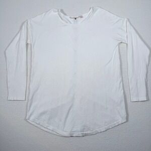 Soft Surroundings Women's White Long‎ Sleeve Top Button Back Tunic Size L